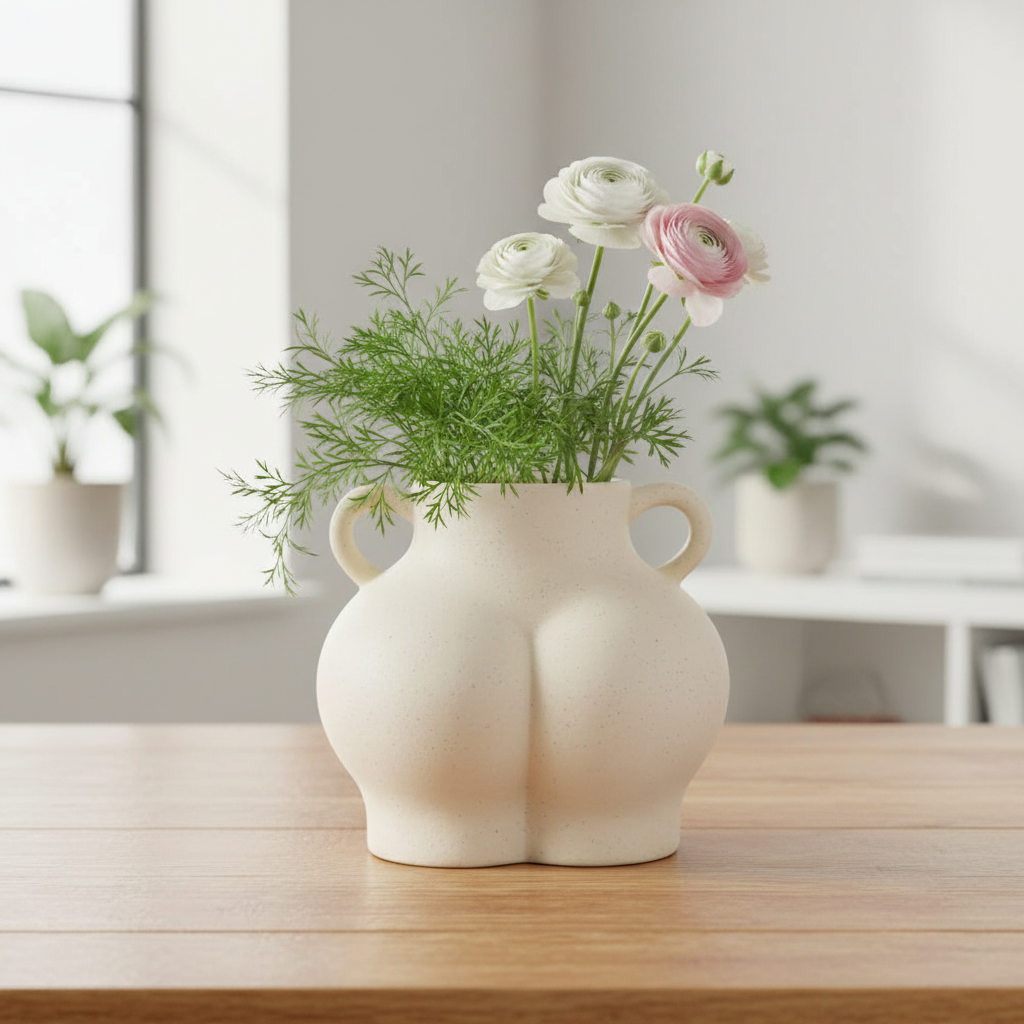Cream Speckle Bum Plant Pot