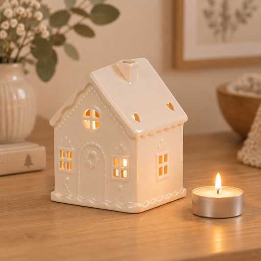 White Gingerbread House Tealight Holder