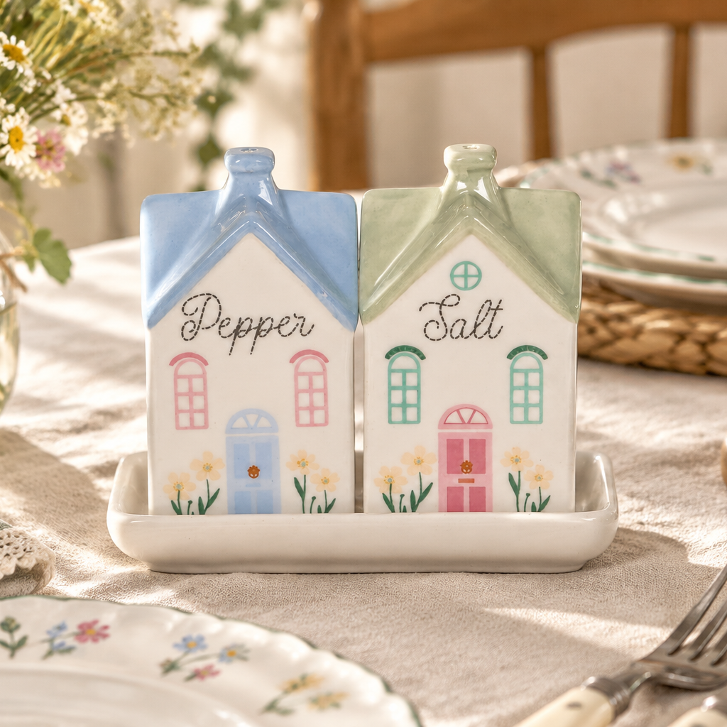 Pastel House Salt and Pepper Shakers | Quirky Cottagecore Kitchen Gift & Table Decor