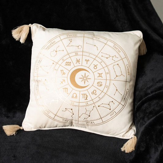 35cm Square Off White Astrology Wheel Cushion