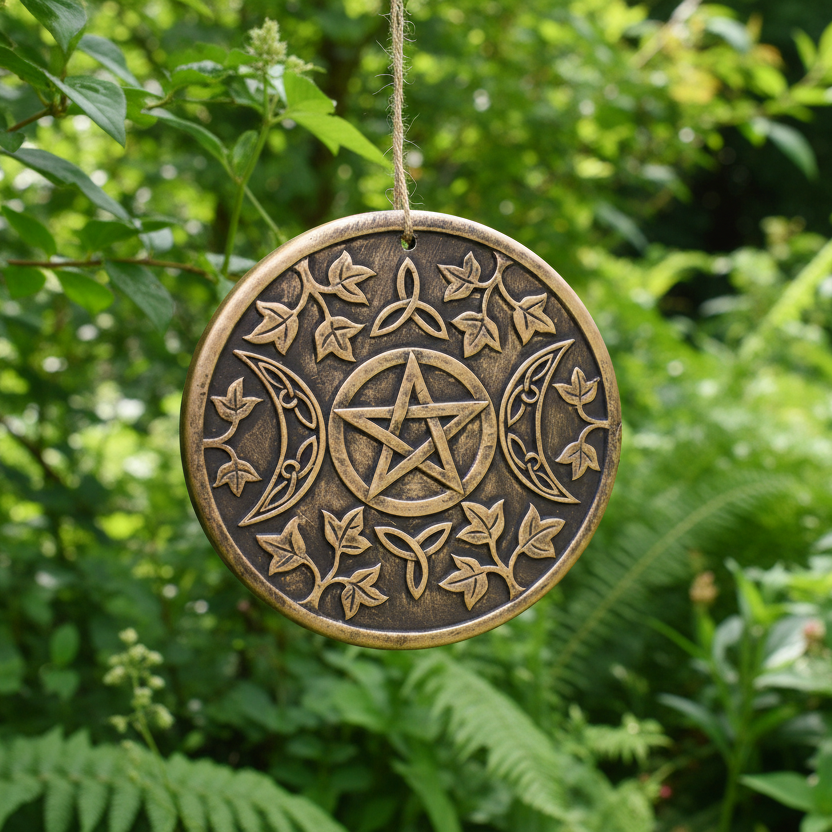 Bronze Terracotta Triple moon plaque
